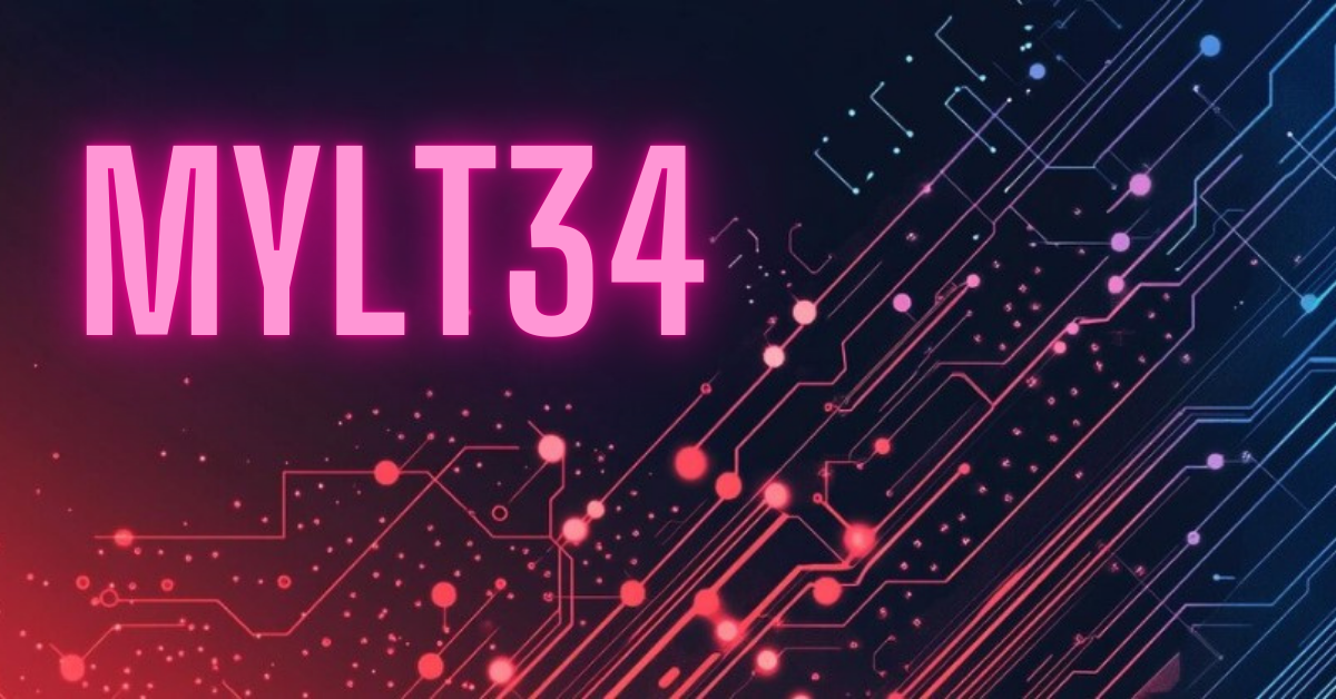 Graphic illustrating MYLT34 investment concept with charts and currency symbols