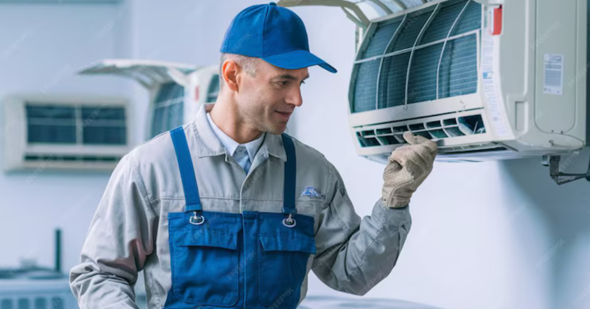 YEX382V3YTE air conditioner being repaired with tools for maintenance and troubleshooting